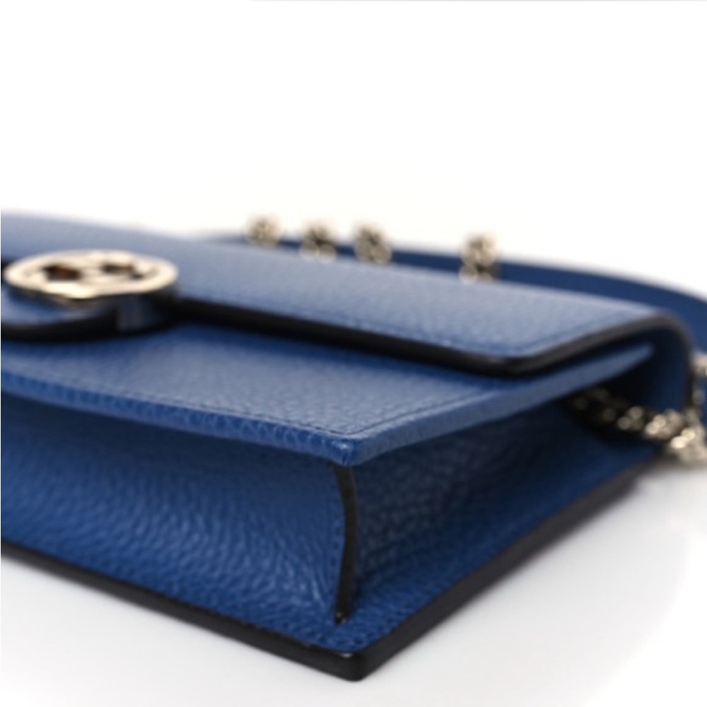 NWOT Gucci Leather Interlocking GG Chain Wallet Caspian Blue - Picture 6 of 7